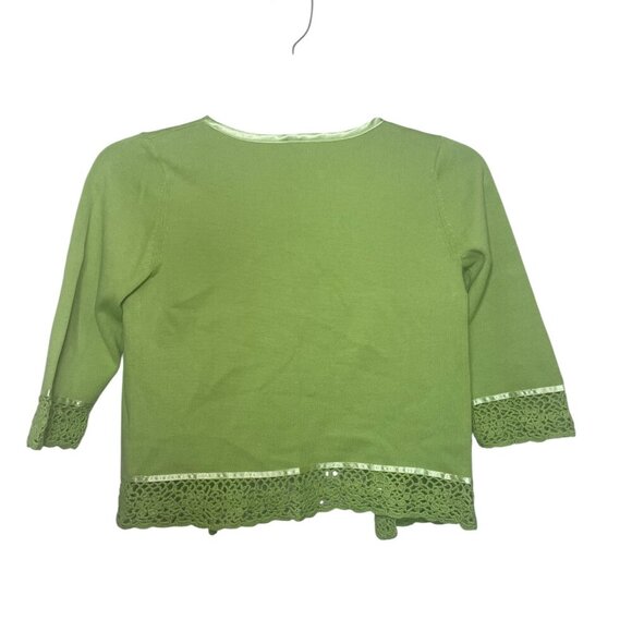Talbots Kids Green Tie Front Cardigan with Lace Trim – Size 8 - Picture 6 of 6